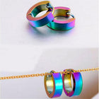 Brass Huggie Hoop Earrings Multi-color Black Rose Gold Silver 4x8.5x2.3mm  P557