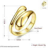 Rose Yellow Gold Platinum Plated Ring Women's Adjustable Size Plain Drop B530