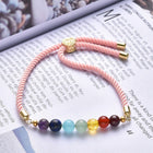 Chakra Adjustable Nylon Cord Slider Bracelet Bracelet Gemstone Gold Blue Z155