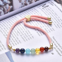 Chakra Adjustable Nylon Cord Slider Bracelet Bracelet Gemstone Gold Blue Z155