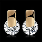 Platinum Plated Earrings Stud AAA Zirconia Blue Push Back Clasp L590