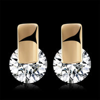 Platinum Plated Earrings Stud AAA Zirconia Blue Push Back Clasp L590