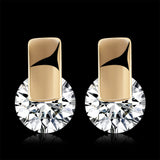 Platinum Plated Earrings Stud AAA Zirconia Blue Push Back Clasp L590