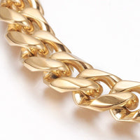 Stainless Steel Chain Bracelet Bayonet Gold 8-5/8inches(22cm) 10mm Z180