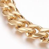 Stainless Steel Chain Bracelet Bayonet Gold 8-5/8inches(22cm) 10mm Z180