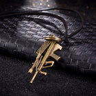 Genuine Leather Necklace Unisex Pendant Gun Adjustable Size Slide Clasp B489
