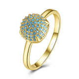 Yellow Gold Black Gunmetal Plated Halo Fashion Ring Kallaite Blue B494