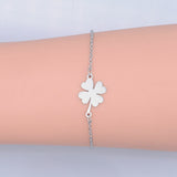 Stainless Steel Link Bracelet Lobster Clasp Clover Silver Gold Adjustable P266