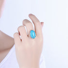 Rse Gold Platinum Plated Halo Ring Womens Kallaite Stone Blue B507