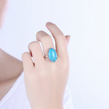 Rse Gold Platinum Plated Halo Ring Womens Kallaite Stone Blue B507