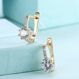 Yellow Gold Plated Earrings  Hoop Huggies AAA Zirconia  Latch Back Clasp L592