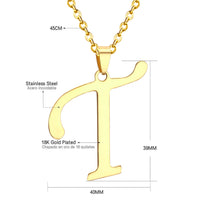 Stainless Steel Women's Unisex 18 Inch Necklace Pendant Letter Lobster Clasp S2