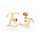 Stainless Steel Pendant 2" Earrings Necklace 17.7" Set Alphabet Letter Gold P814