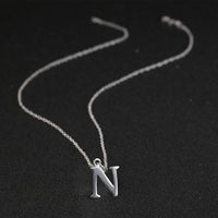 Sterling Silver Plated Necklace Women Pendant Initial Letter Alphabet B375