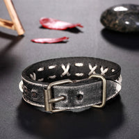 Leather Bracelet Handmade 9 Inches 14MM Belt Buckle  L478