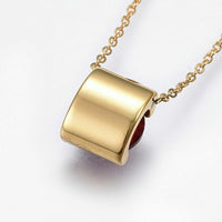 Stainless Steel Set Pendant Necklace Earrings Zirconia Red Gold 17.71" P723