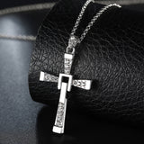 Rose Gold Platinum Plated Necklace Pendant Cross Zirconia 28 Inches 1.5MM B88