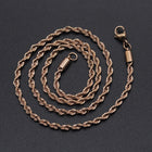 304 Stainless Steel Rope Chain Necklace Lobster Gold 18-26" 3mm  A419