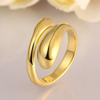 Rose Yellow Gold Platinum Plated Ring Women's Adjustable Size Plain Drop B530