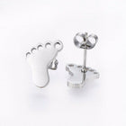 Stainless Steel Set Earrings Pendant Necklace Foot Feet Gold Silver 16.54" P732