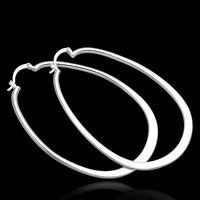 Sterling Silver Plated  Hoop Pierced Earrings 2.7" inch L1