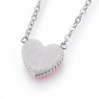 Stainless Steel Set Pendant Necklace Earring Bracelet Enamel Heart Red Gold P748