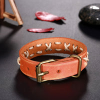 Leather Bracelet Handmade 9 Inches 14MM Belt Buckle  L478