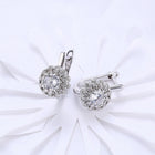 Platinum Plated Earrings  Hoop Huggies AAA Zirconia Latch Back Clasp L582