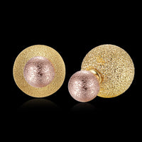 Rose Yellow Gold Platinum Plated Earrings Stud Push Back Clasp L642