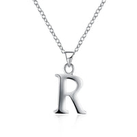 Sterling Silver Plated Necklace Women Pendant Initial Letter Alphabet B375