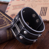 Leather Bracelet  9 Inches 49MM Push button L444