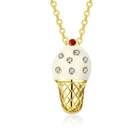 Yellow Gold Plated Necklace Women's Pendant Ice Cream AAA Zirconia Lobster B176