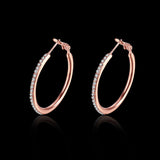 Rose Yellow Gold Silver Zirconia Latch Back Hoop Earrings L113