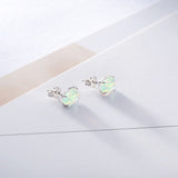 Environmental Brass Stud Earrings with Opal Aqua Gold Silver 8x6mm  P548