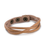 Leather Bracelet Beige  Orange Brown 8.5 Inches 13MM Push button L466