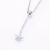 Stainless Steel Set Earrings Pendant Necklace Starfish Gold Silver 16.54" P726