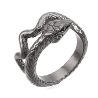 Alloy Cuff Finger Ring Snake Antique Silver Black Size 8 Adjustable 18mm P465