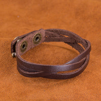Leather Bracelet Beige  Orange Brown 8.5 Inches 13MM Push button L466