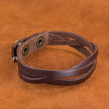 Leather Bracelet Beige  Orange Brown 8.5 Inches 13MM Push button L466