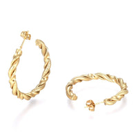 Stainless Steel Half Hoop Earrings Stud  Hypoallergenic Twisted Ring Gold  Z279