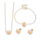 Stainless Steel Set Pendant Necklace Earrings Bracelet House Girl 16.5" P735