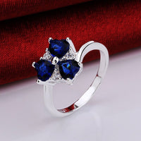 Sterling Silver Plated Heart CleverZirconia Flower Band Ring Size 8 B143