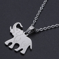 Stainless Steel Pendant Necklace Lobster Clasp Elephant Silver 17.71" 1.5mm P95