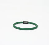 Unisex Men's Genuine Leather Stainless Steel Magnetic Clasp Bracelet Green