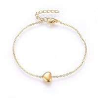 Stainless Steel Set Pendant Necklace Earring Bracelet Heart Gold Silver 17" P679