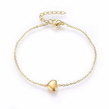 Stainless Steel Set Pendant Necklace Earring Bracelet Heart Gold Silver 17" P679