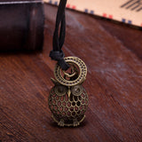 Genuine Leather Necklace Unisex Pendant Owl Adjustable Size Slide Clasp B490