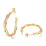Stainless Steel Half Hoop Earrings Stud  Hypoallergenic Twisted Ring Gold Z275