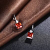 Platinum Plated Earrings Drop Dangle AAA Zirconia Red Fish Hook Clasp L663