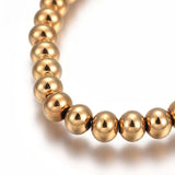 304 Stainless Steel Stretch Bracelet Beads Round Gold Silver Adjustable Z229